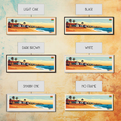 Teshie, Ghana Travel Poster Panoramic Canvas Print, Teshie, Ghana Painting, Ghana Art, Teshie Travel Art, Guest Room Painting