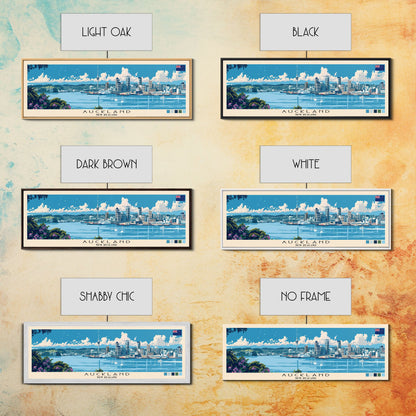Panorama-Leinwanddruck Auckland, Neuseeland, Gemälde Auckland, Neuseeland, Kunst aus Neuseeland, Reiseposter Auckland, Reisekunst, Urlaubsgeschenk