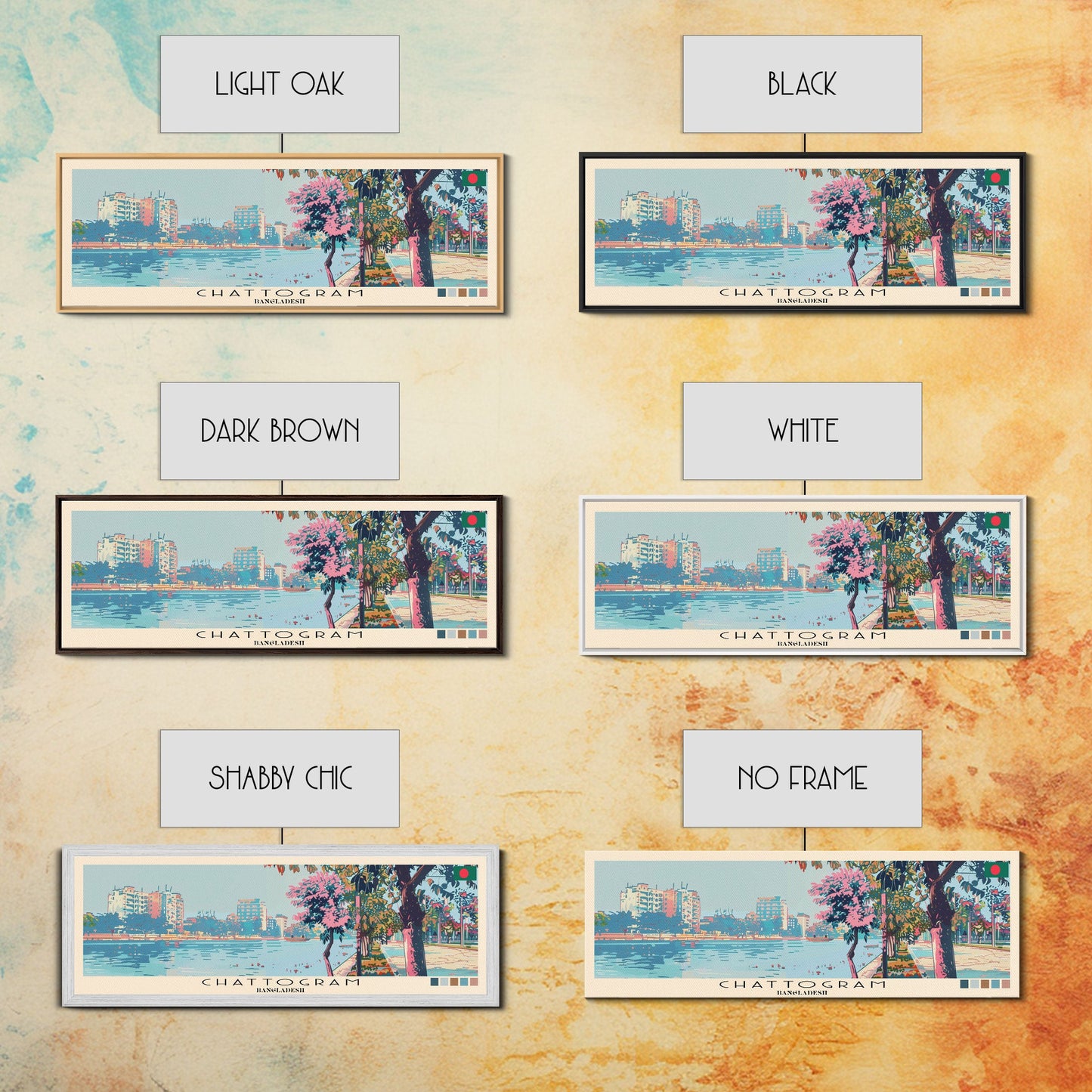 Chattogram, Bangladesh Panoramic Canvas Print, Chattogram, Bangladesh Painting, Bangladesh Art, Chattogram Travel Poster, Travel Art, Guest Room Painting