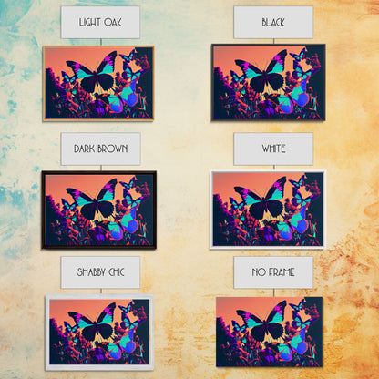 Beautiful butterfly art, vaporwave aesthetic pastel art, framed canvas print