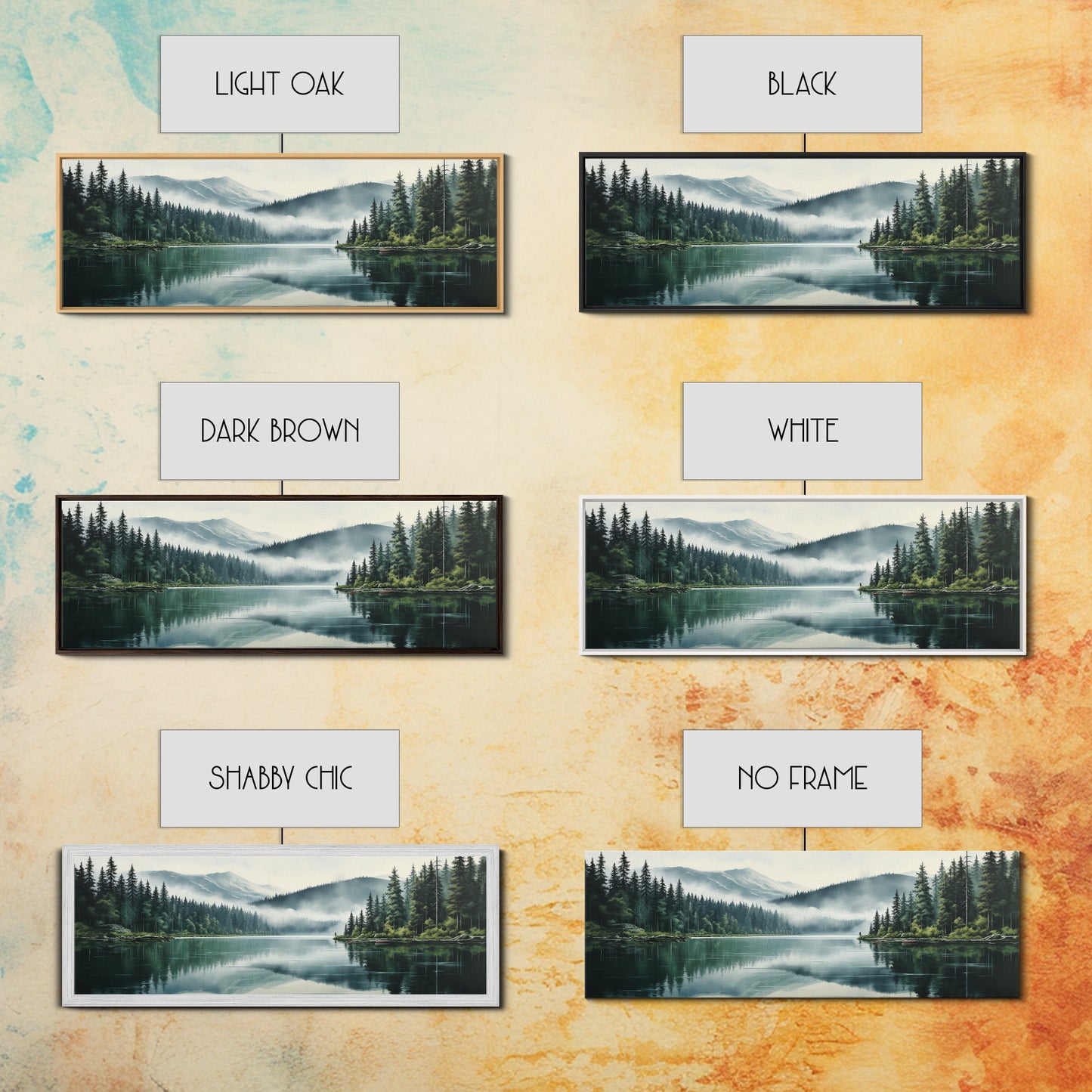 Ready To Hang Panoramic Foggy Pine Forest Canvas Wall Art, Nature Wall Art, Misty Green Forest Print, Modern Home Decor, Ready To Hang Art