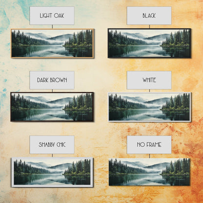 Ready To Hang Panoramic Foggy Pine Forest Canvas Wall Art, Nature Wall Art, Misty Green Forest Print, Modern Home Decor, Ready To Hang Art