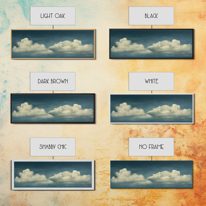 Wide Format Clouds Wall Art - Panoramic Print - Framed Canvas Print - Panoramic Framed Canvas Cloudy Art Print - Clouds On A Blue Sky