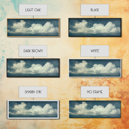 Large Format Clouds Wall Art - Panoramic Print - Framed Canvas Print - Panoramic Framed Canvas Cloudy Art Print - Clouds On A Blue Sky