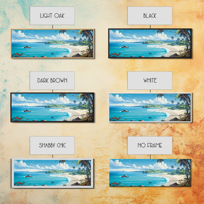 The Beach - Tropical Painting Framed Canvas Print - Hawaii Art - Tropical Decor - Above Sofa Wall Art - Wall Hanging