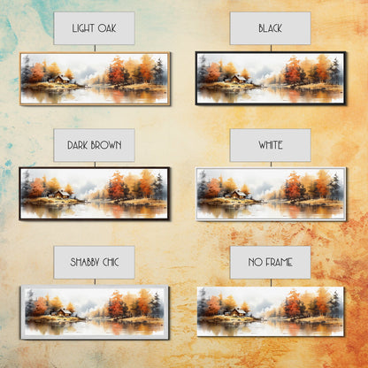 Autumn On The Lake - Watercolor Painting | Peaceful Wilderness Landscape Canvas Print | Modern Country Decor and Nature Lovers