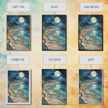 Japanese Paper Lamps Framed Canvas Print, Isamu Noguchi Akari Latern Festival, Christmas Decor