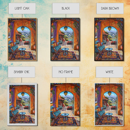 Cozy Southwestern Patio Framed Canvas Print Colorful Courtyard Best Gift Idea Home Decor Bright Seasonal Art Above Sofa Wall Art