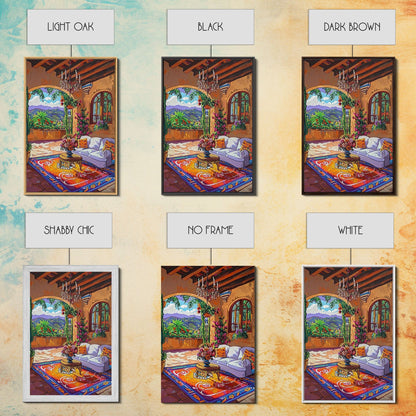 Cozy Southwestern Kitchen Framed Canvas Print Colorful Mexican Style Best Gift Home Decor Wall Art Bright Above Sofa Art