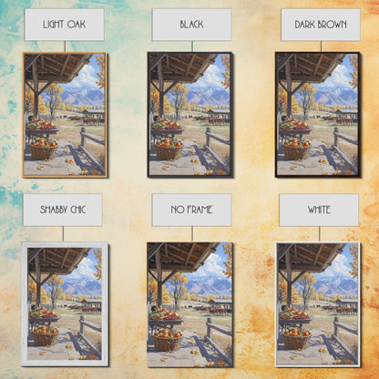 Autumn Harvest Scene With Pumpkins Farmhouse Wall Art Framed Canvas Print Thanksgiving Seasonal Wall Art Country Home Decor Gift Idea