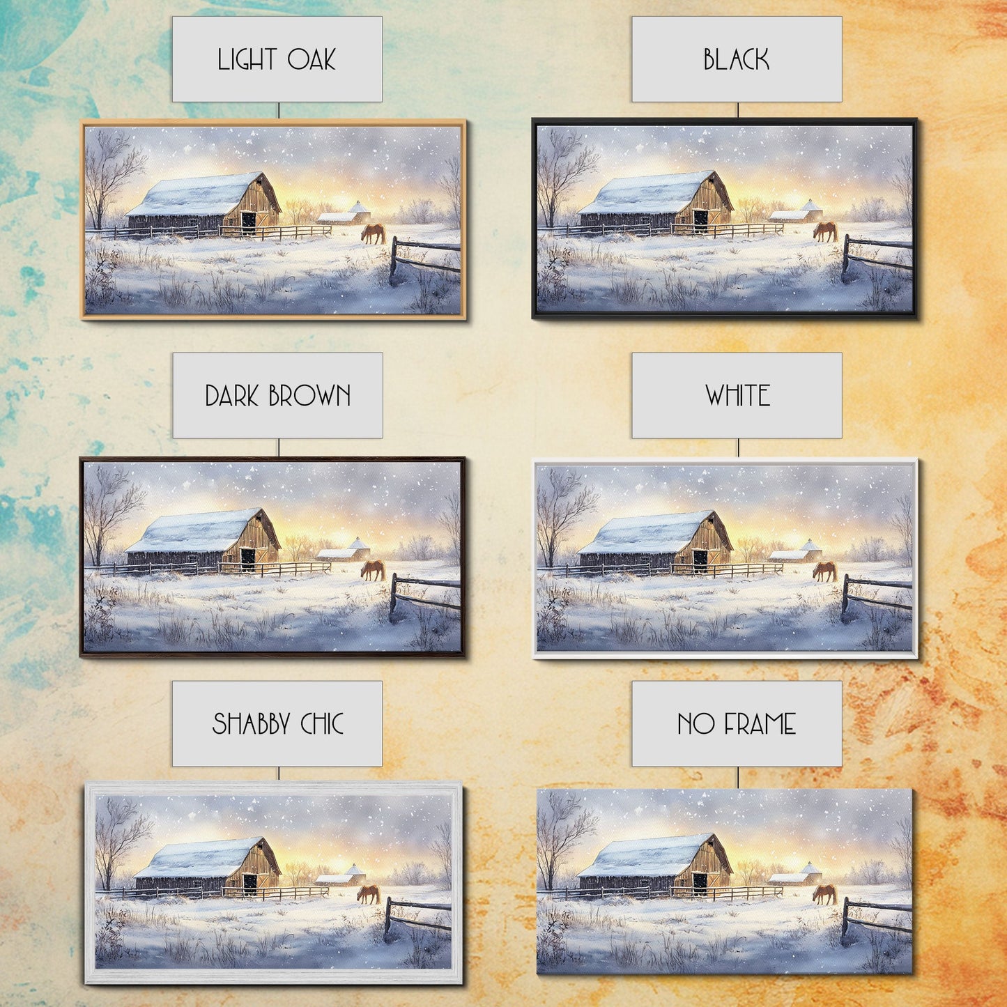 Rustic Barn in Winter Wonderland, Framed Canvas Print, Farmhouse Christmas Art, Christmas Wall Decor, Holiday Seasonal Wall Art, Gift Idea