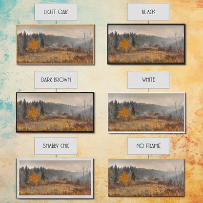 Early American Style Landscape Painting, Framed Canvas Print, Christmas Holiday Wall Art for Seasonal Winter Decor