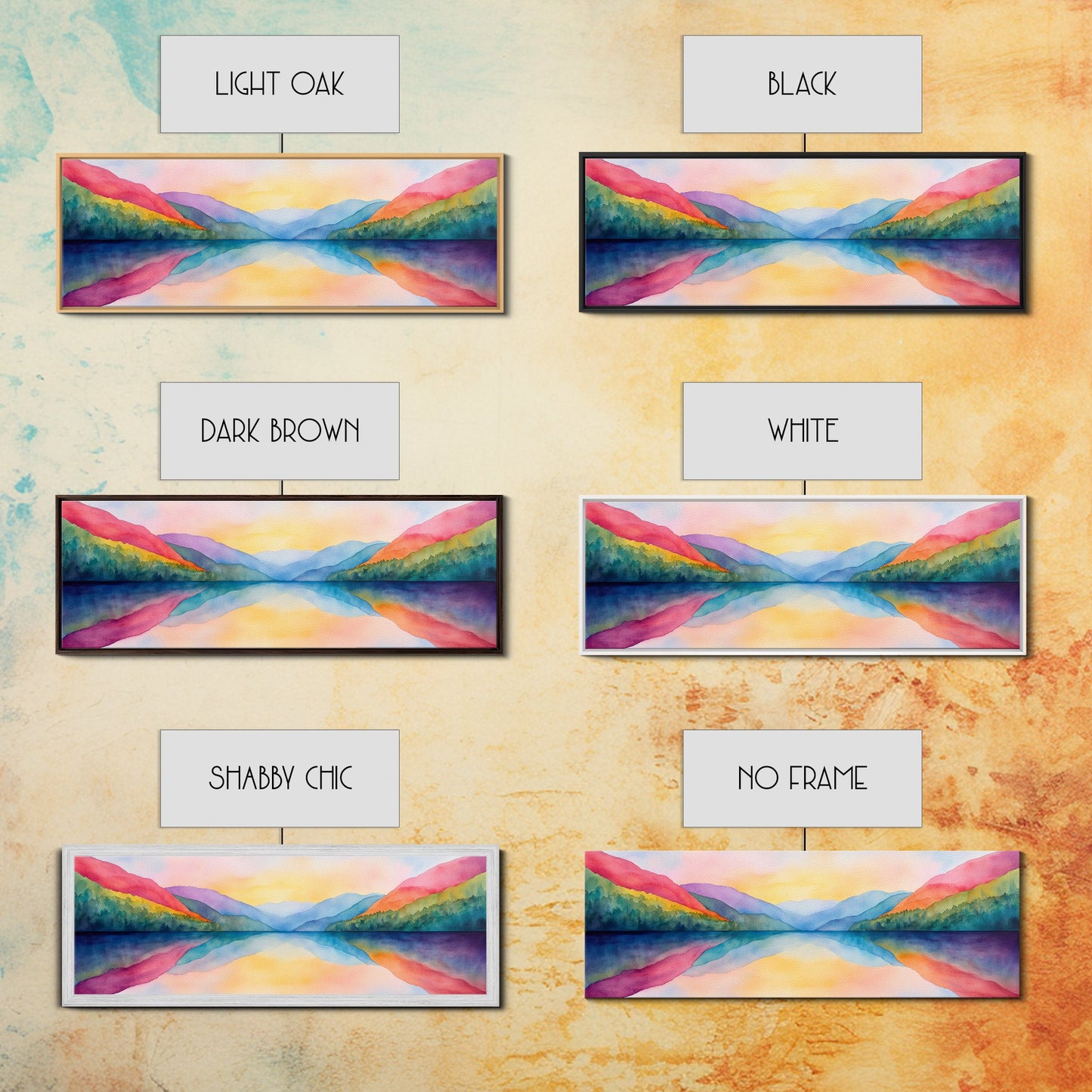 Abstract Watercolor Painting Landscape, Canvas Print, Rainbow Landscape Painting, Nursery Decor, Above Sofa Art