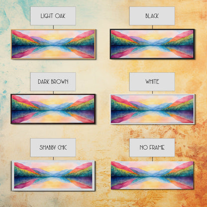 Abstract Watercolor Painting Landscape, Canvas Print, Rainbow Landscape Painting, Nursery Decor, Above Sofa Art