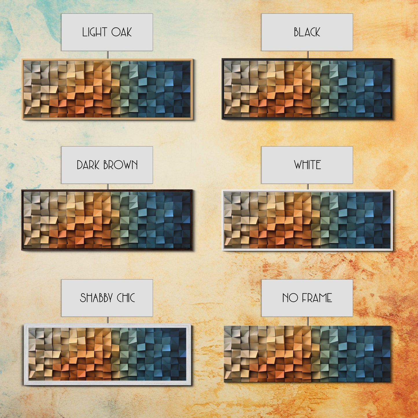 The Beach as Cubes - Framed Canvas Print - Abstract Geometric Patterns Wall Art