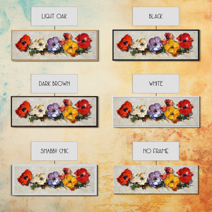 Framed Canvas Wall Art - Wild Flowers - Canvas Print - Impasto Style Oil Painting Print - Floral Botanical Wall Art - Wild Flowers