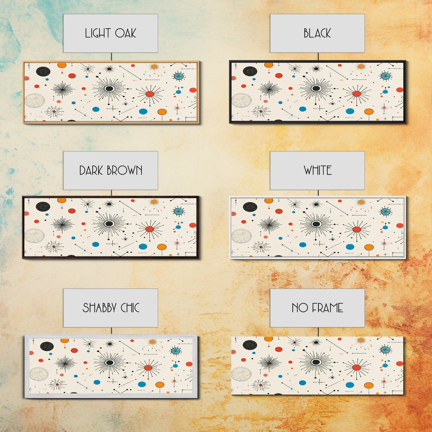 Retro Star Pattern Wall Art Print, Canvas Print, Trendy Art, Eclectic / Kitsch Decor, Midcentury Modern Nursery Decor, Cute Art for Kid's Room