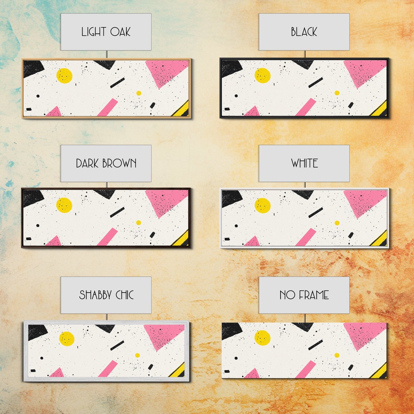 Retro Vaporwave Art, Pink Black and White Geomatric Abstract Art, Oversize Art For Large Living Room, Panoramic Painting