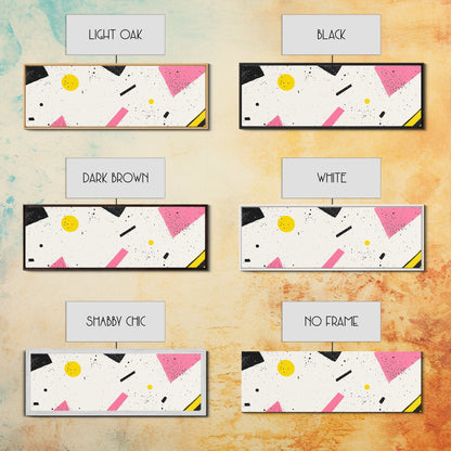 Retro Vaporwave Art, Pink Black and White Geomatric Abstract Art, Oversize Art For Large Living Room, Panoramic Painting