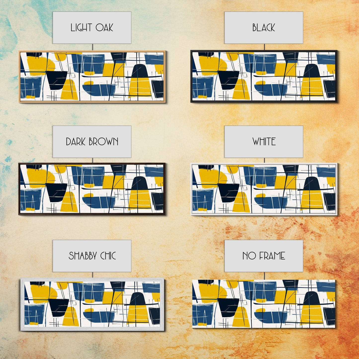 Large Colorful Abstract Painting - Blue, Yellow and Black Abstract Art - Abstract Art Large Canvas Modern Art for Above Sofa