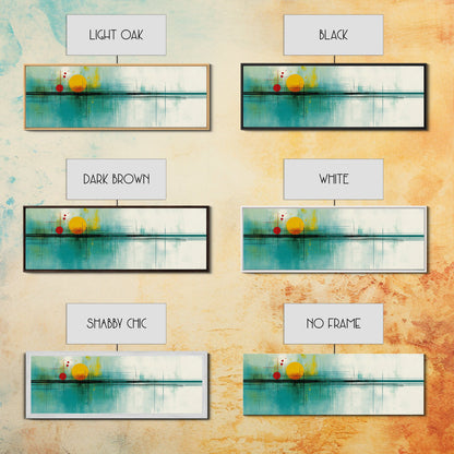 Abstract Sunset Painting Print, Panoramic Wall Art, MCM / Mid Century Modern Wall Art, Turquoise and Orange Sunset Painting, Cubism Sunset Art