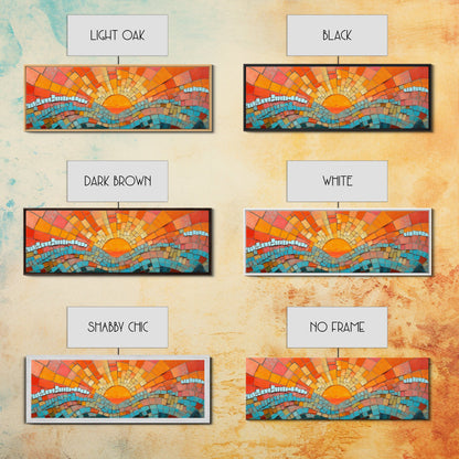 Sunset Mosaic Tiles Canvas Print - Retro Home Decor - MCM Style Wall Art - Above Sofa Canvas Art - Mosaic Artwork