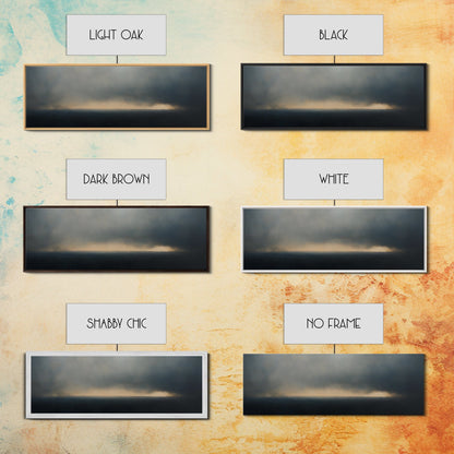 Clouds Over a Stormy Sea, Landscape Oil Painting Print, Panoramic Wall Art, Nature Framed Gallery Art For Living Room Ready To Hang