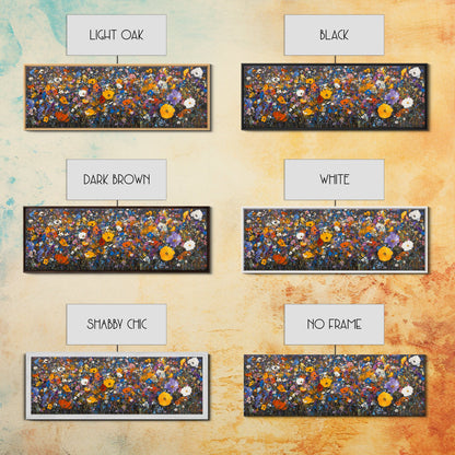 Field of Flowers - Floral Decor - Boho Farmhouse Wall Art Framed Canvas Print - Minimalist Decor - Cute Vibrant Wall Art