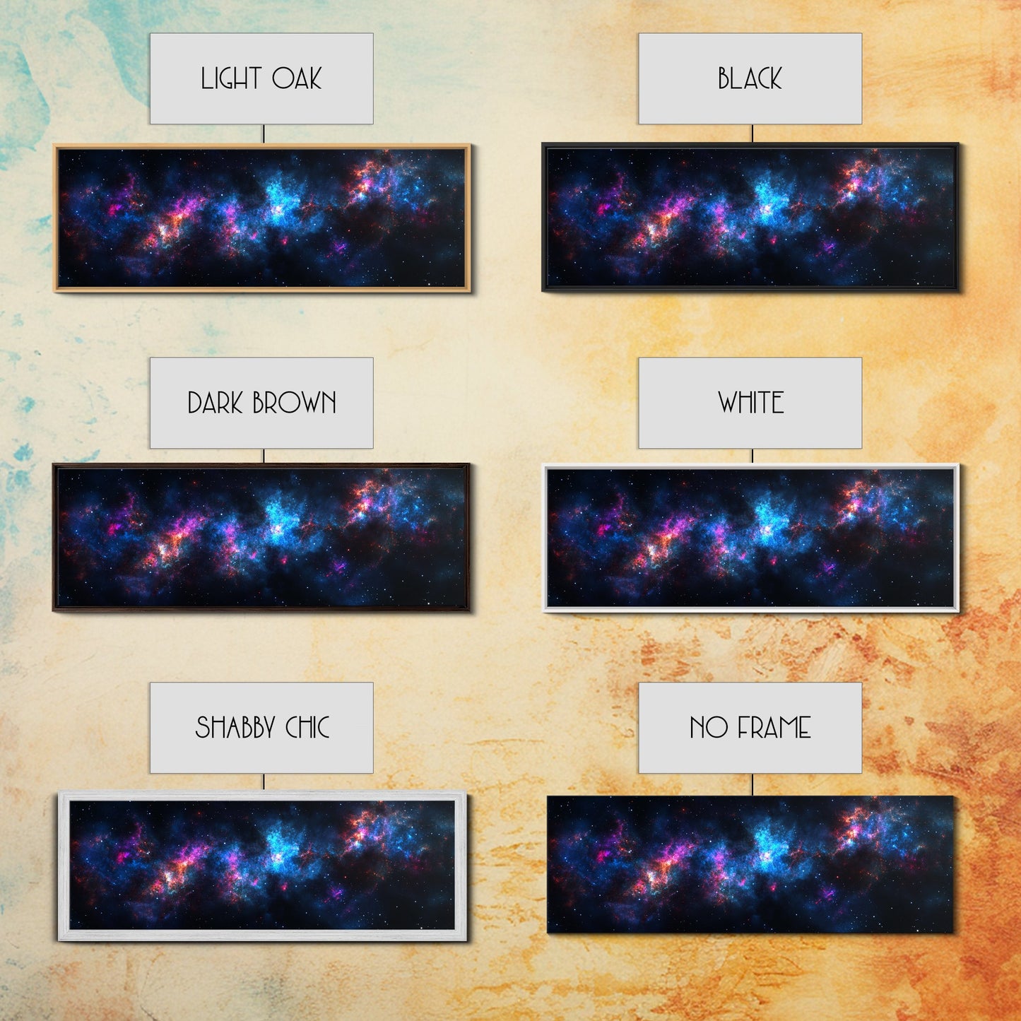 Galaxy Print Wall Art, Space Decor, Scifi Wall Art Framed Canvas Print, Universe and Stars Panoramic Wall Art