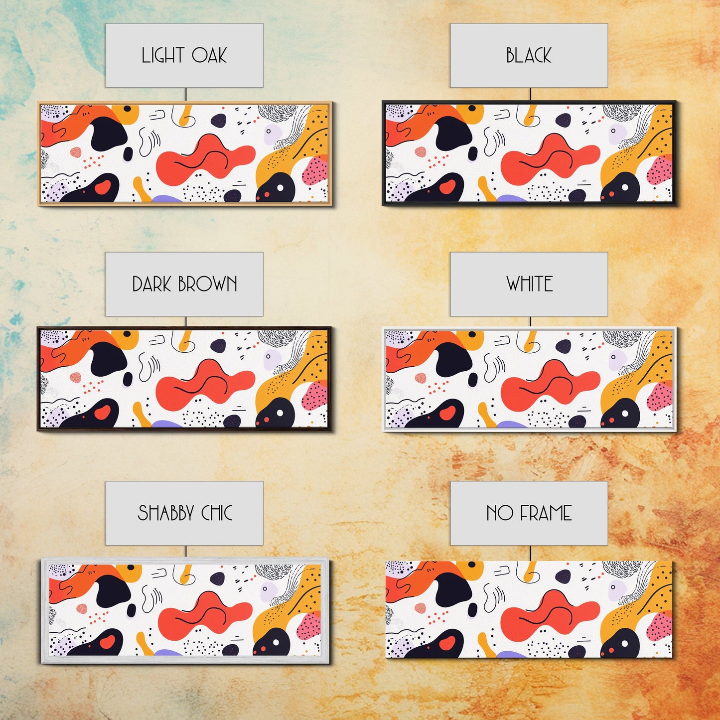 Retro 90s Style Wall Art, Panoramic Print, Splotchy Abstract Mall Art, Shopping Mall Style Decor, Modern Art