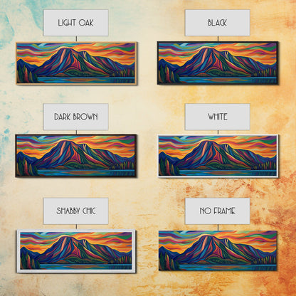 Abstract Mountain Painting Print, Stained Glass Style Art, Surrealist Landscape Painting, Abstract Landscape Painting Wall Art