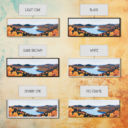 Fall In The Valley, Framed Canvas Print, Wood Framed Wall Art, Panoramic Landscape Painting