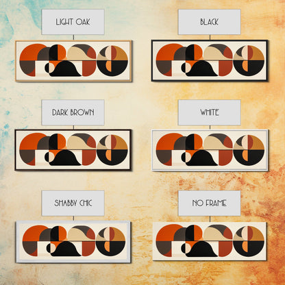 Earthy Tones MCM Style Panoramic Print, Geometric Shapes, Abstract Wall Art, Extra Wide Oversized Art