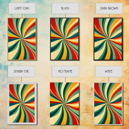 MCM Wall Art Framed Canvas Print, Colorful Boho Style Wall Art, Mid-Century Modern Wall Art, Retro 1950s Style Geometric Abstract Art