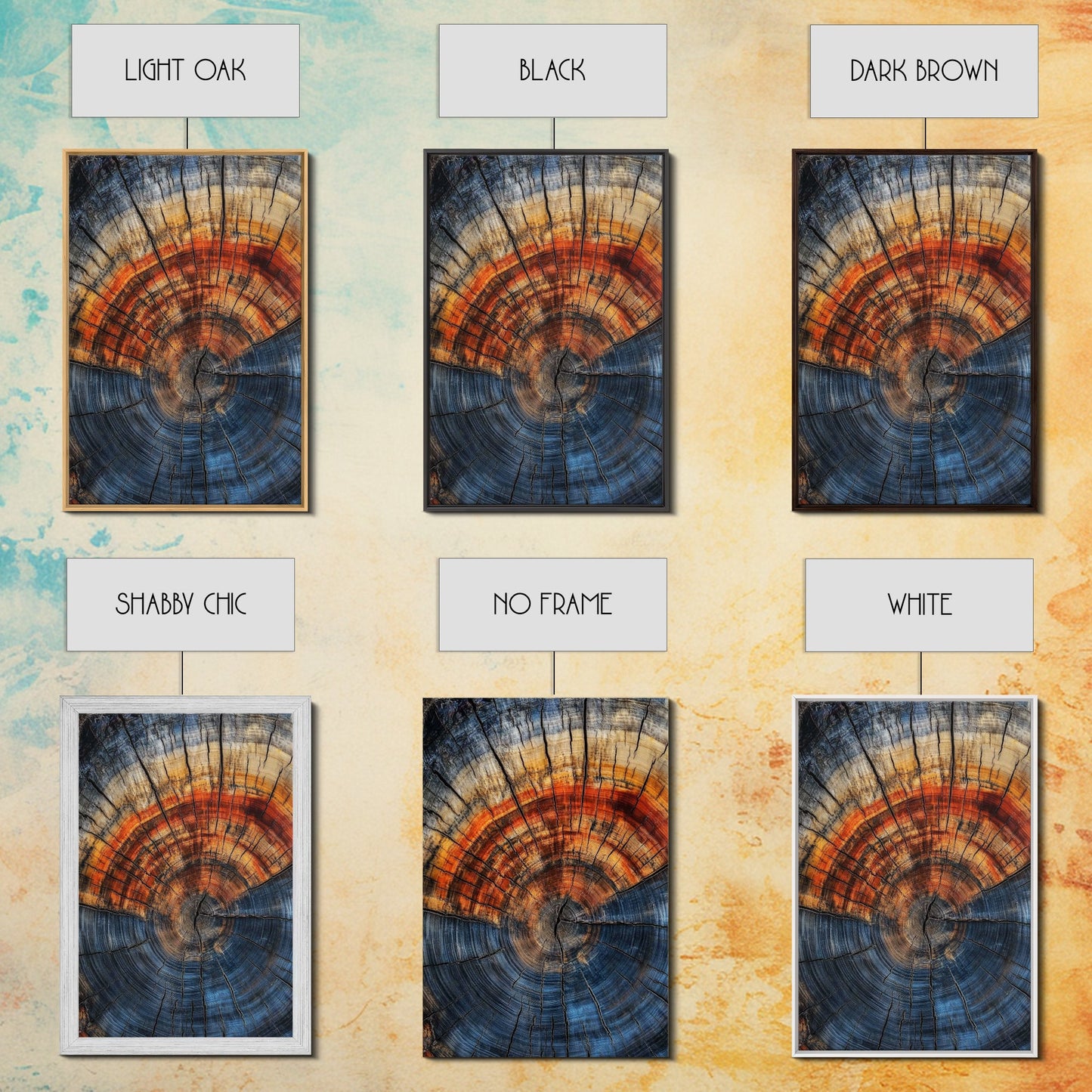 Nordic Style Tree Rings Canvas Print, Modern Farmhouse Rustic Decor, Wood Framed Art, Original Art On Canvas Wood Rings Wall Art Print