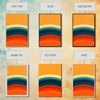 Shades Of The Sun Gradient Painting Print, Wood Framed Canvas, Minimalist Wall Art, Art Deco Inspired Living Room Decor