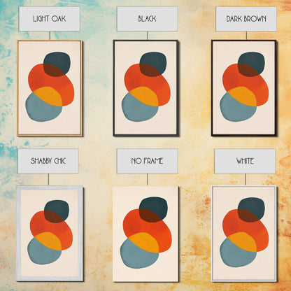 Abstract Geometric Print, White Background Modern Abstract Art, Mid-Century Modern Art, Red Blue and Yellow Art Ready To Hang