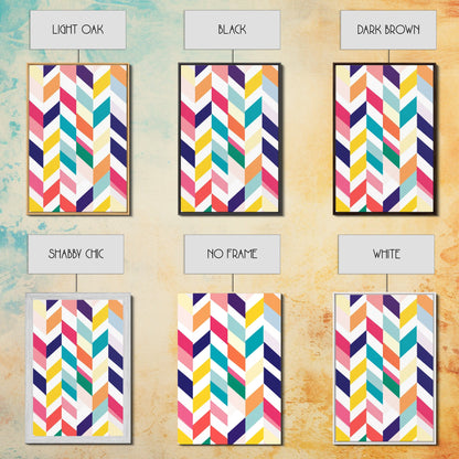 Pastel Chevrons Wall Art, Framed Canvas Print, Wood Framed Wall Art, Framed Wall Art, Gift Idea, Home Decor