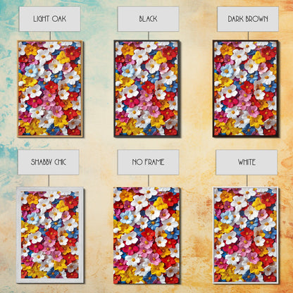 Botanical Prints Wall Art, Framed Canvas Print, 3D Effect Flower Art, Modern Art, Cute Room Decor, Aesthetic Decor, Trendy Wall Art
