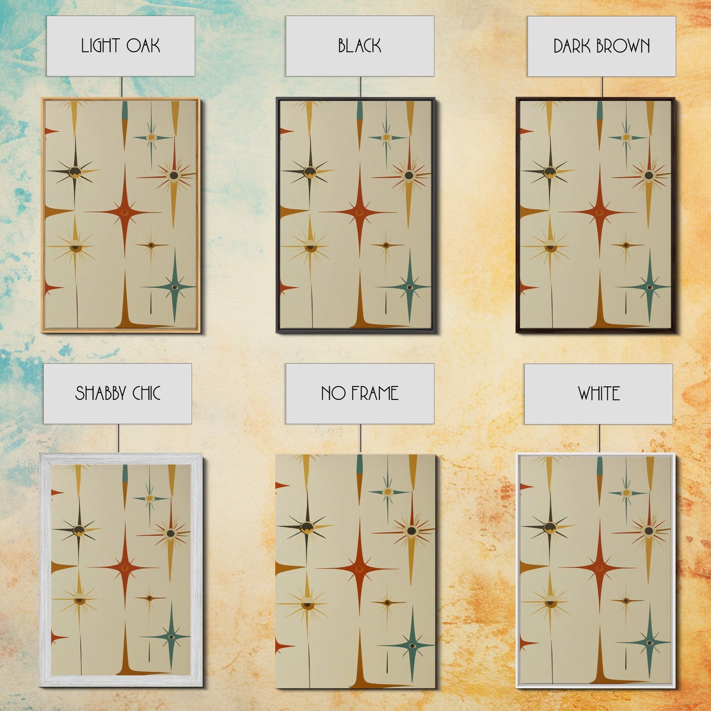 Mid Century Modern Atomic Starburst Retro Wall Art - Atomic Decor - Canvas Print - 50s Style Wall Art - MCM Mid Century Modern Art