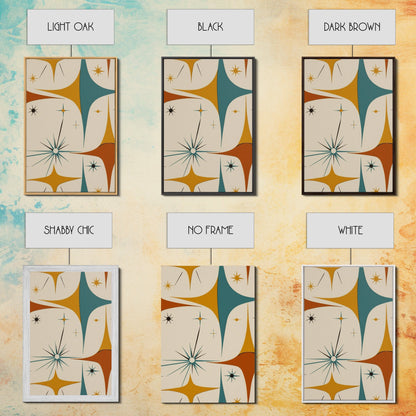 Art Deco Star Burst Canvas Print Wall Art, Retro 50s Style, Starburst, Mid-Century Modern Wall Art, Minimalist Home Decor, Modern Art