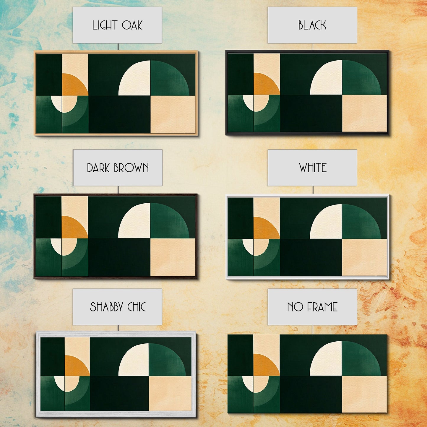 Horizontal Mid Century Modern Wall Art Framed Canvas Print, Oversized Extra Large Over Sofa living Room Wall Decor, Wall Hanging Canvas