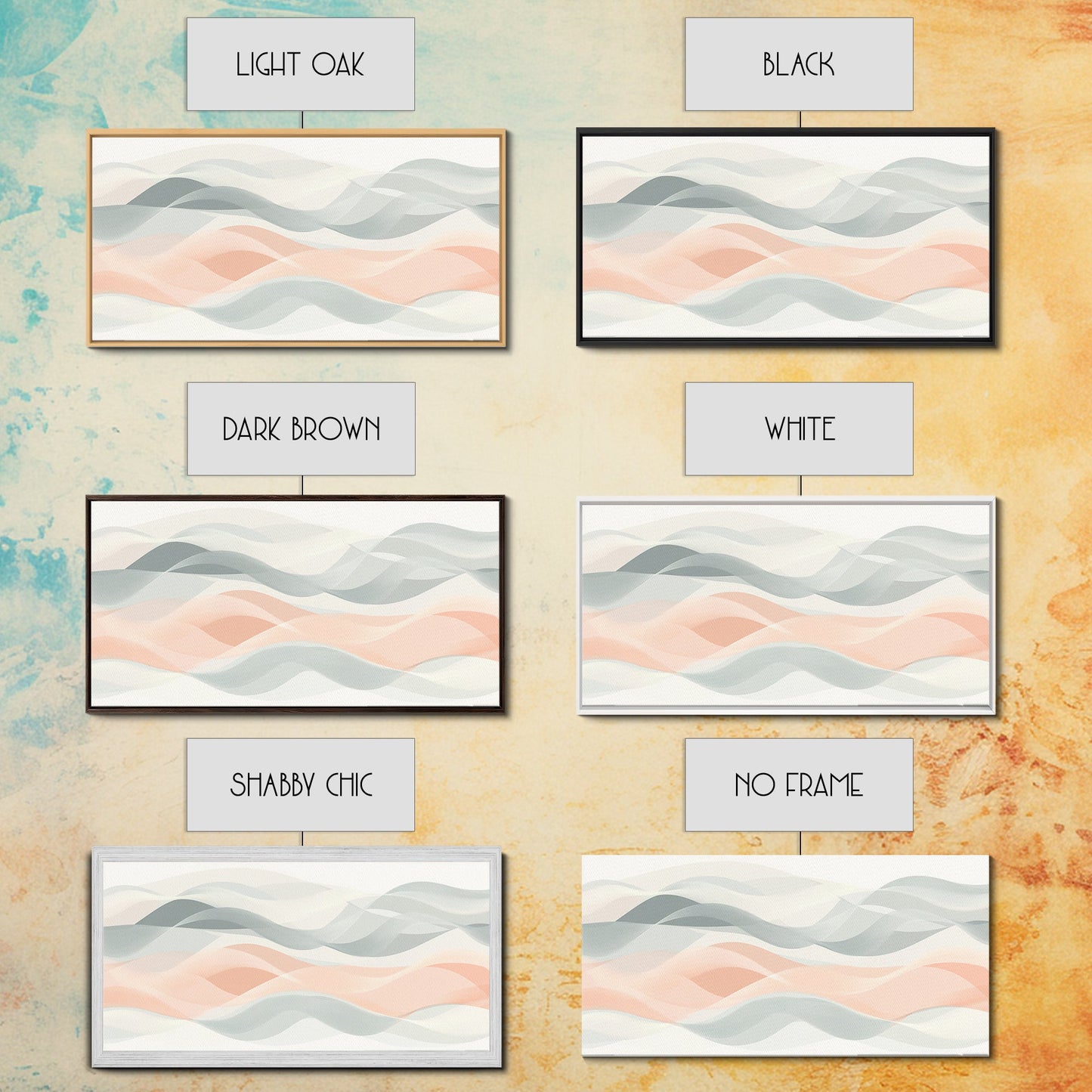 Retro Wall Art MCM Inspired Abstract Art, Mid-Century Modern Art, Retro Geometric Art, Ocean Waves, Modern Abstract Pastel Painting