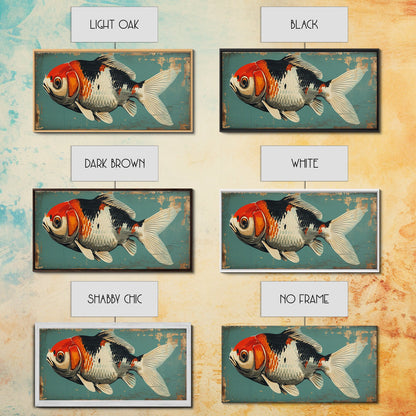 Gold Fish Painting Print, Wood Framed Canvas Print Wall Art Home Decor For Above Sofa In Living Room