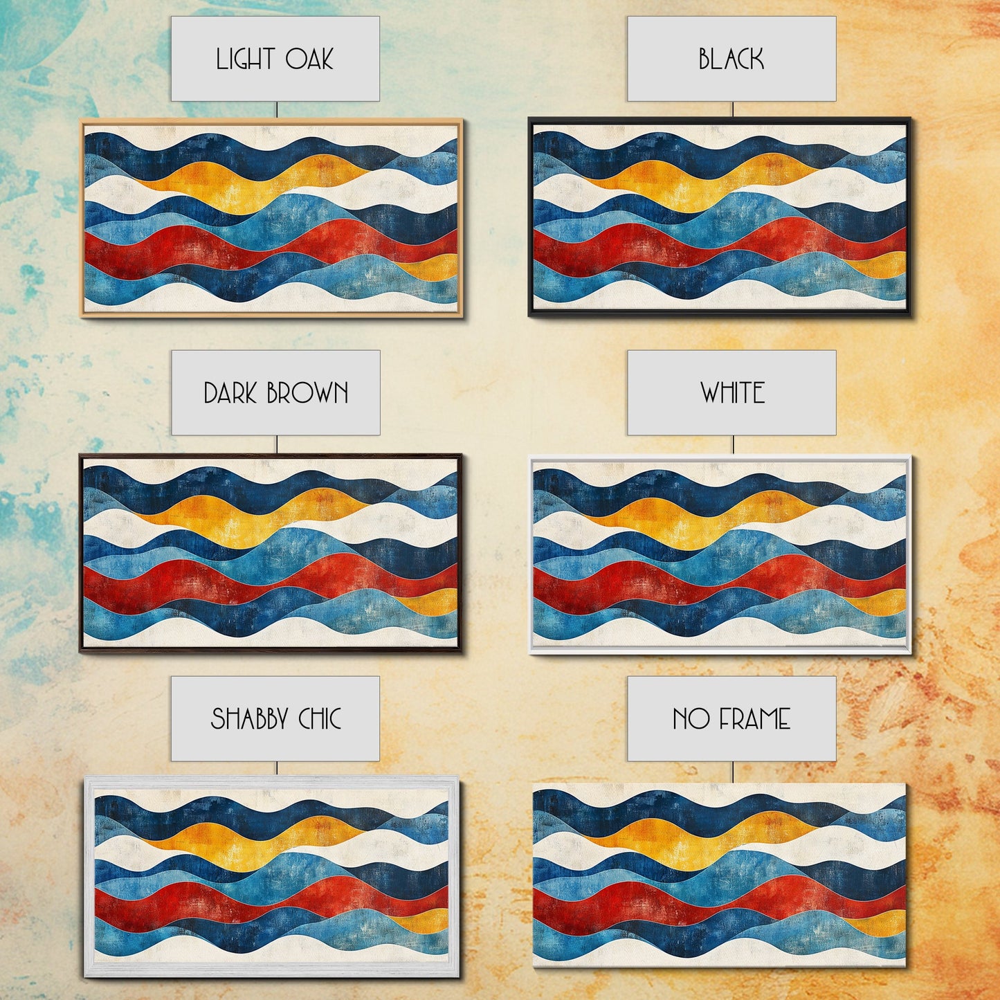 Boho Mid Century Modern Wall Art Canvas Print, Wood Frame Wall Art, Geometric Wall Art, Minimalist Wall Art, Housewarming Gift Idea