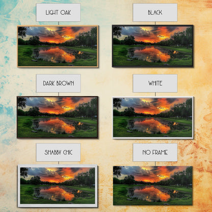 Sunset Over The Golf Course, Framed Canvas Print, Photography Style Wall Art, Beautiful Home Decor, Rustic Farmhouse Decor