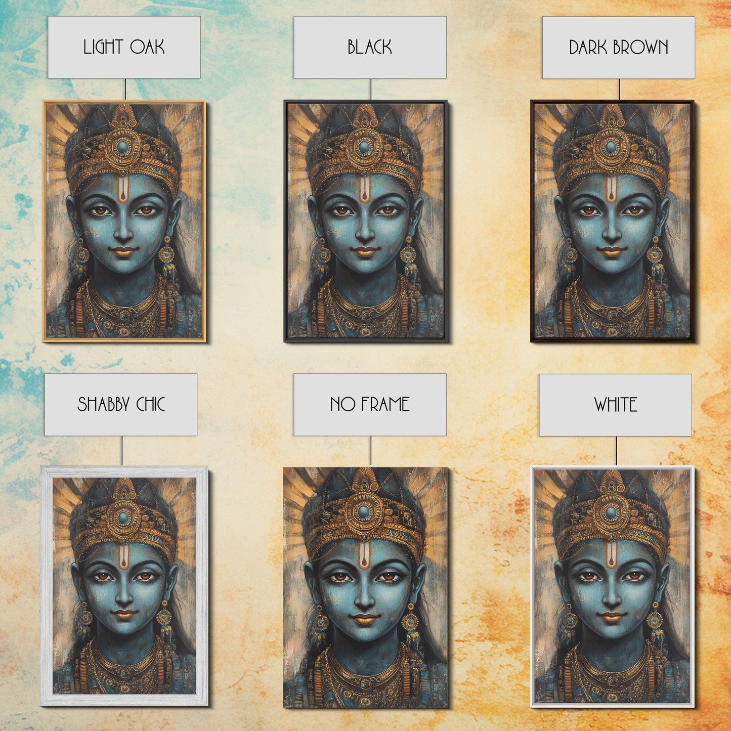 Madhubani Wall Art, Framed Canvas Print, Madhubani Style Decor, Madhubani Painting, Krishna Art