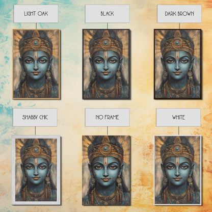 Madhubani Wall Art, Framed Canvas Print, Madhubani Style Decor, Madhubani Painting, Krishna Art