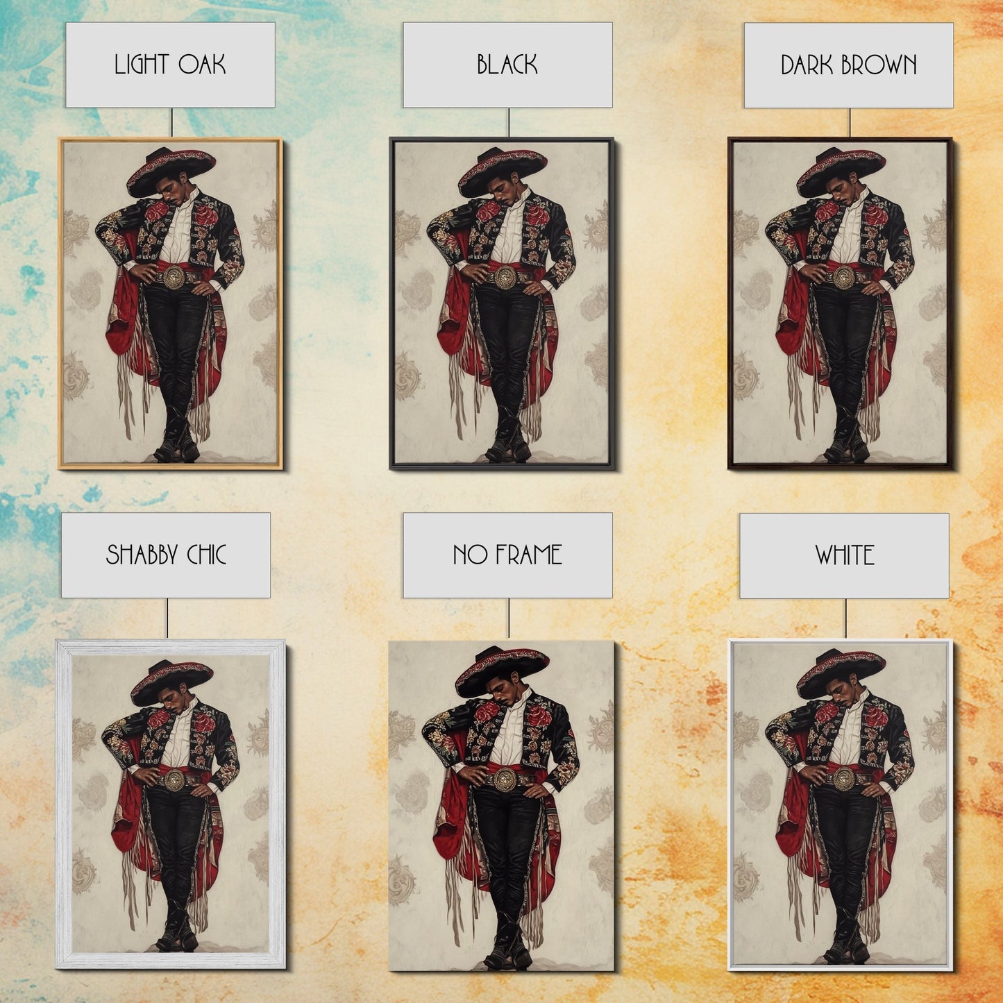 The Matador Oil Painting Canvas Print, Chicano Wall Art, Mexicano Decor, Mexican Inspired Wall Art