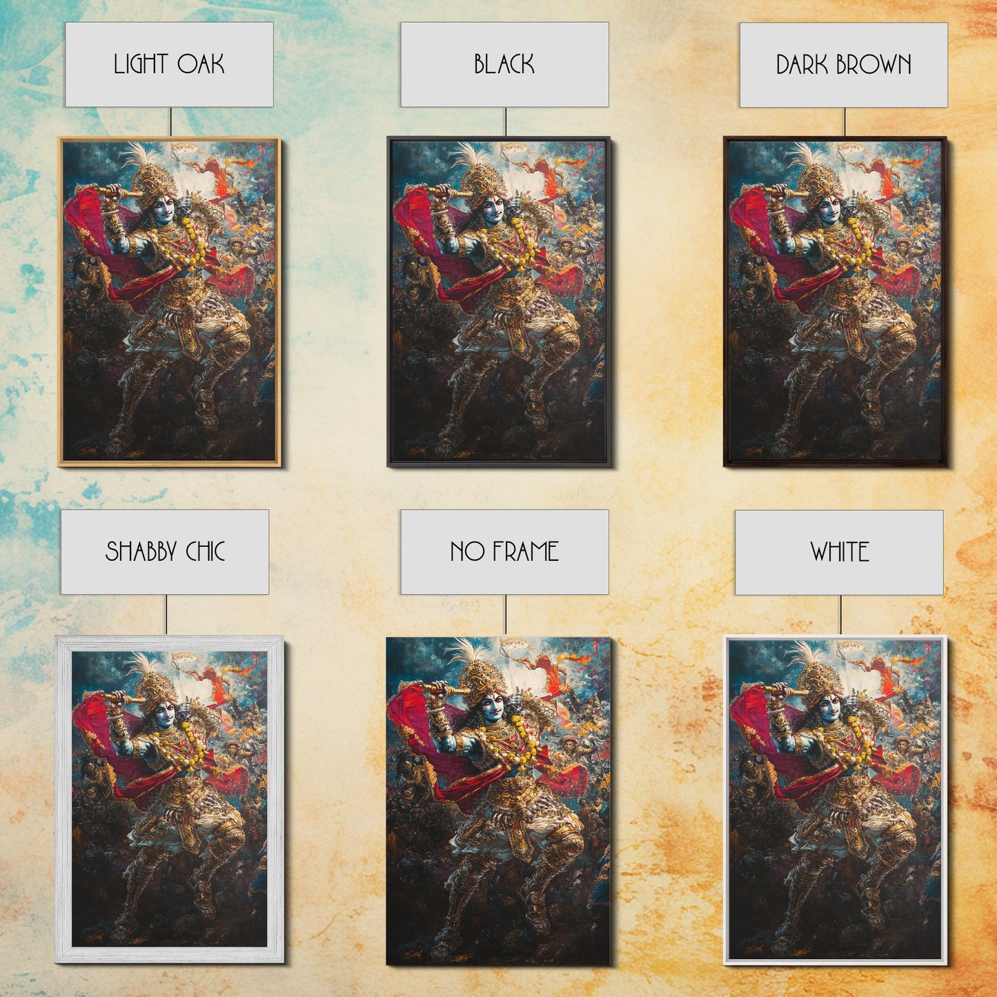 Krishna Wall Art, Radha Krishna Framed Canvas Print, Indian Hindu Wall Art